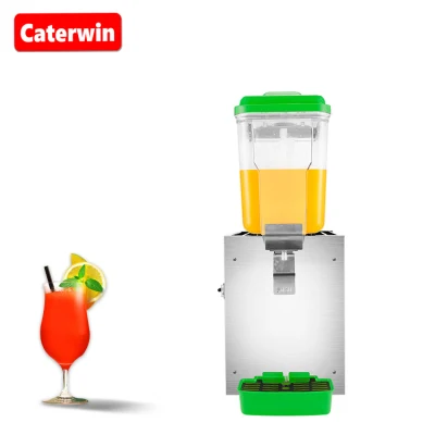 Máquinas comerciais de processamento de bebidas Caterwin Dispensador de suco refrigerado de tanque único verde de 4,2 galões Dispensador de bebidas de frutas